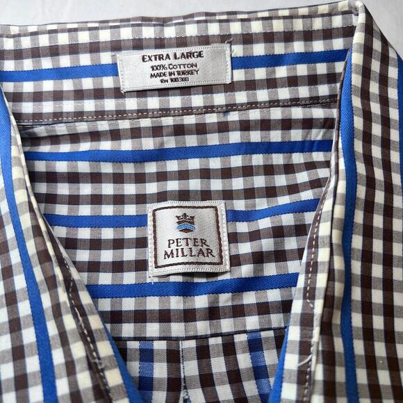 Peter Millar Men’s XL Dress Shirt 100% Cotton button up Plaid Long Sleeve - Picture 3 of 7